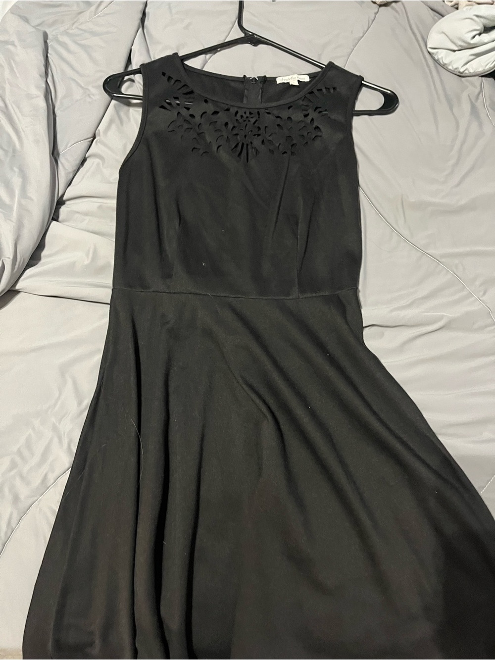 Charlotte Russe Black Sleeveless Dress with Laser-Cut Neckline